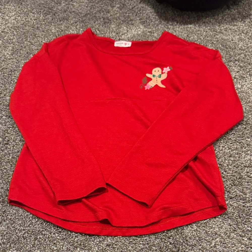 Beautees Red Long Sleeve Kids Shirt with Gingerbread Design